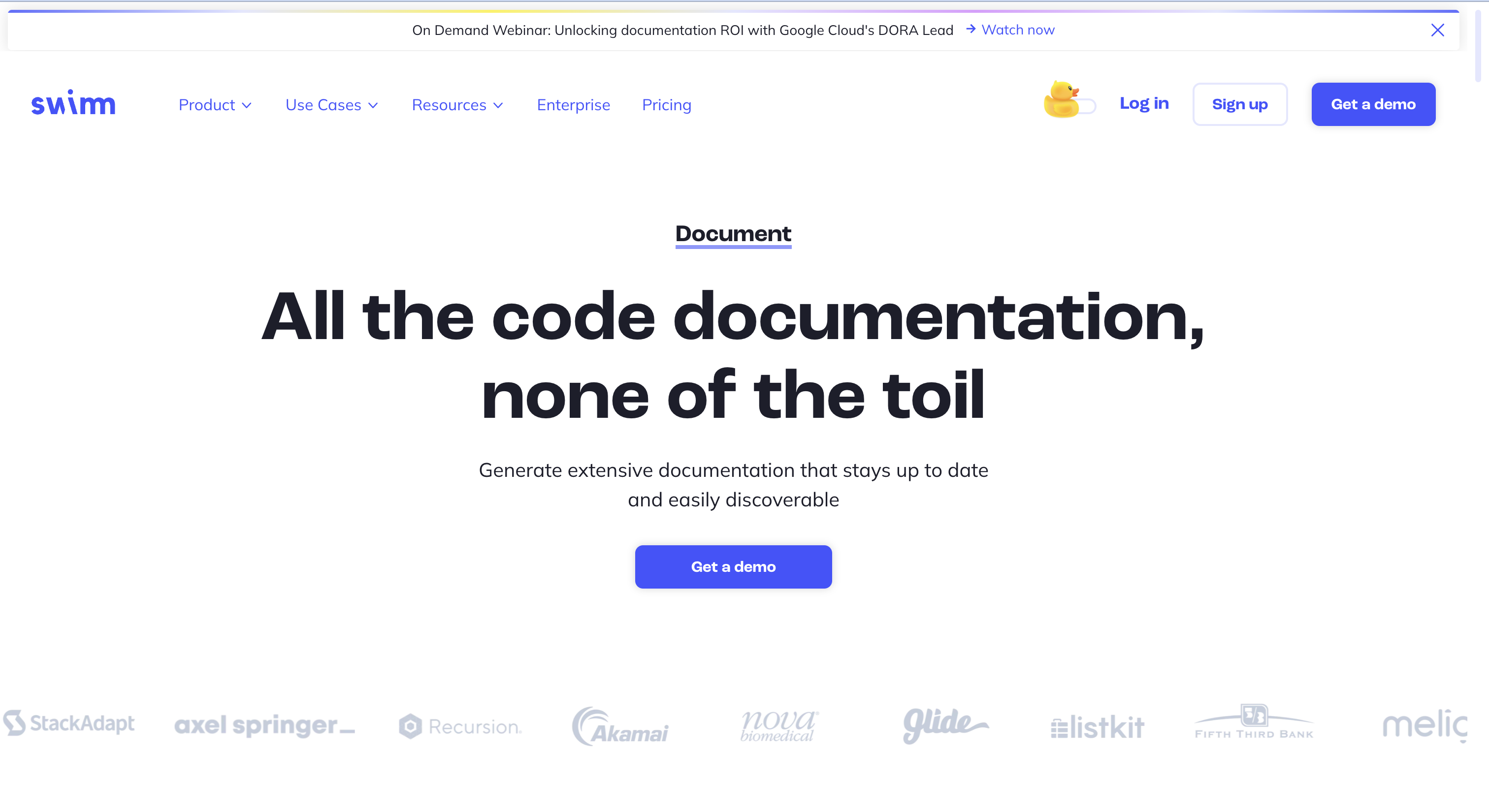 Swimm website landing page