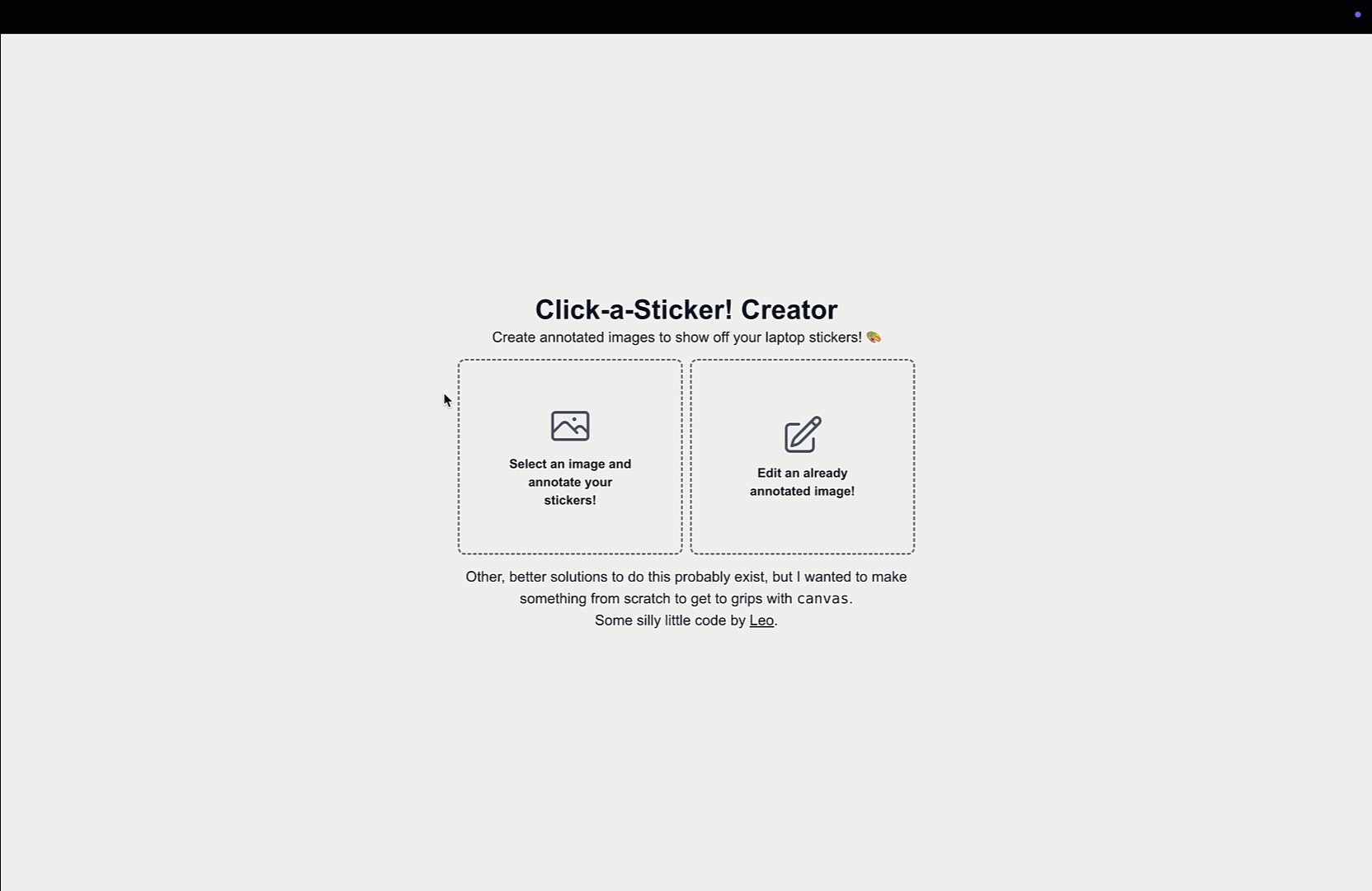 A GIF of annotating stickers with Leo's app
